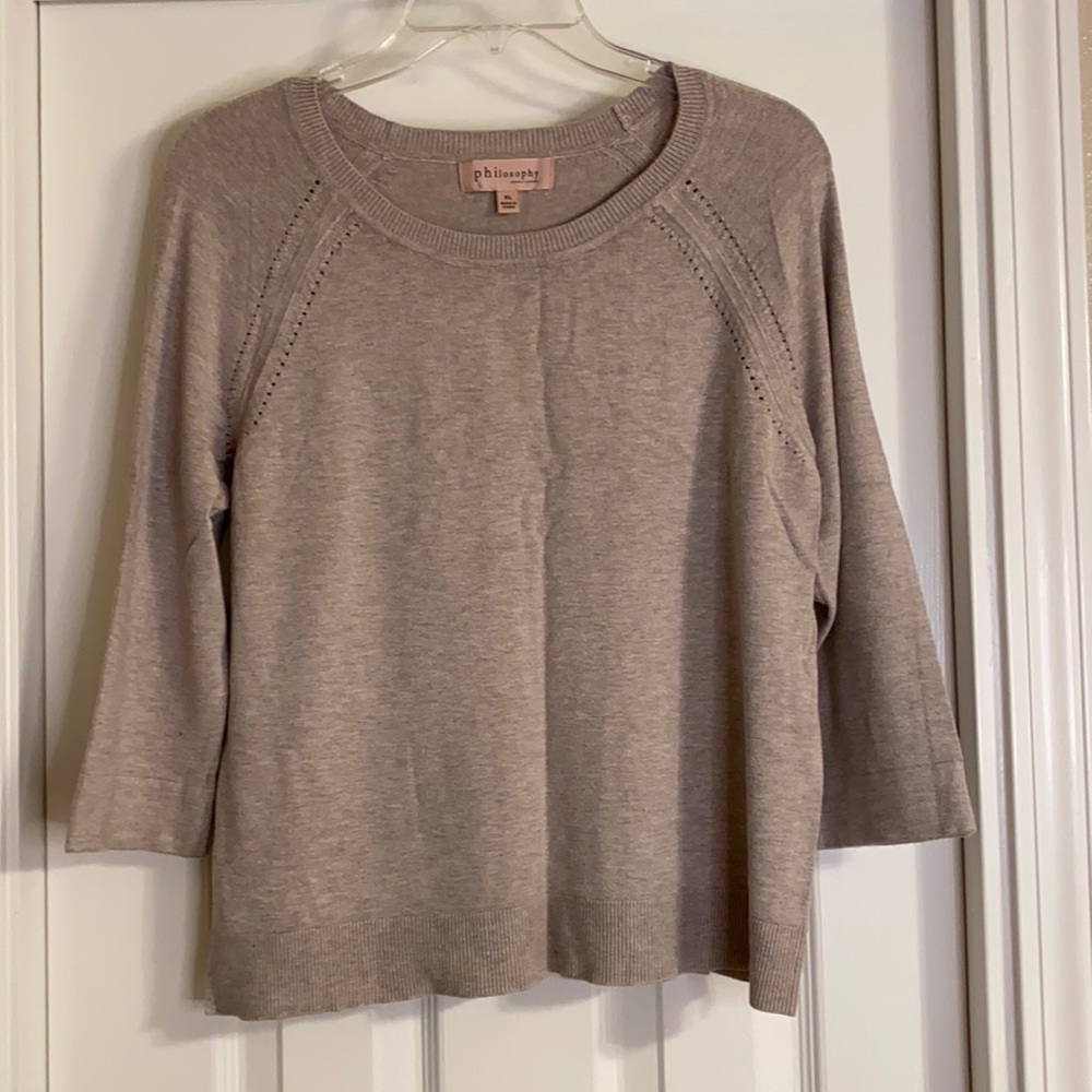 ‼️Last day‼️ Get before it’s gone❗️XL Philosophy Oatmeal 3/4 Sleeve Sweater